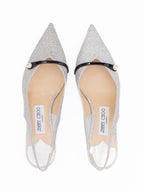 Silver Fine Glitter Amita 45 Slingback Pumps