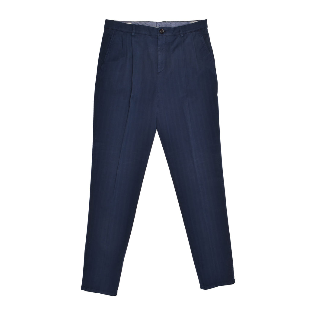 Blue Cotton Casual Pants