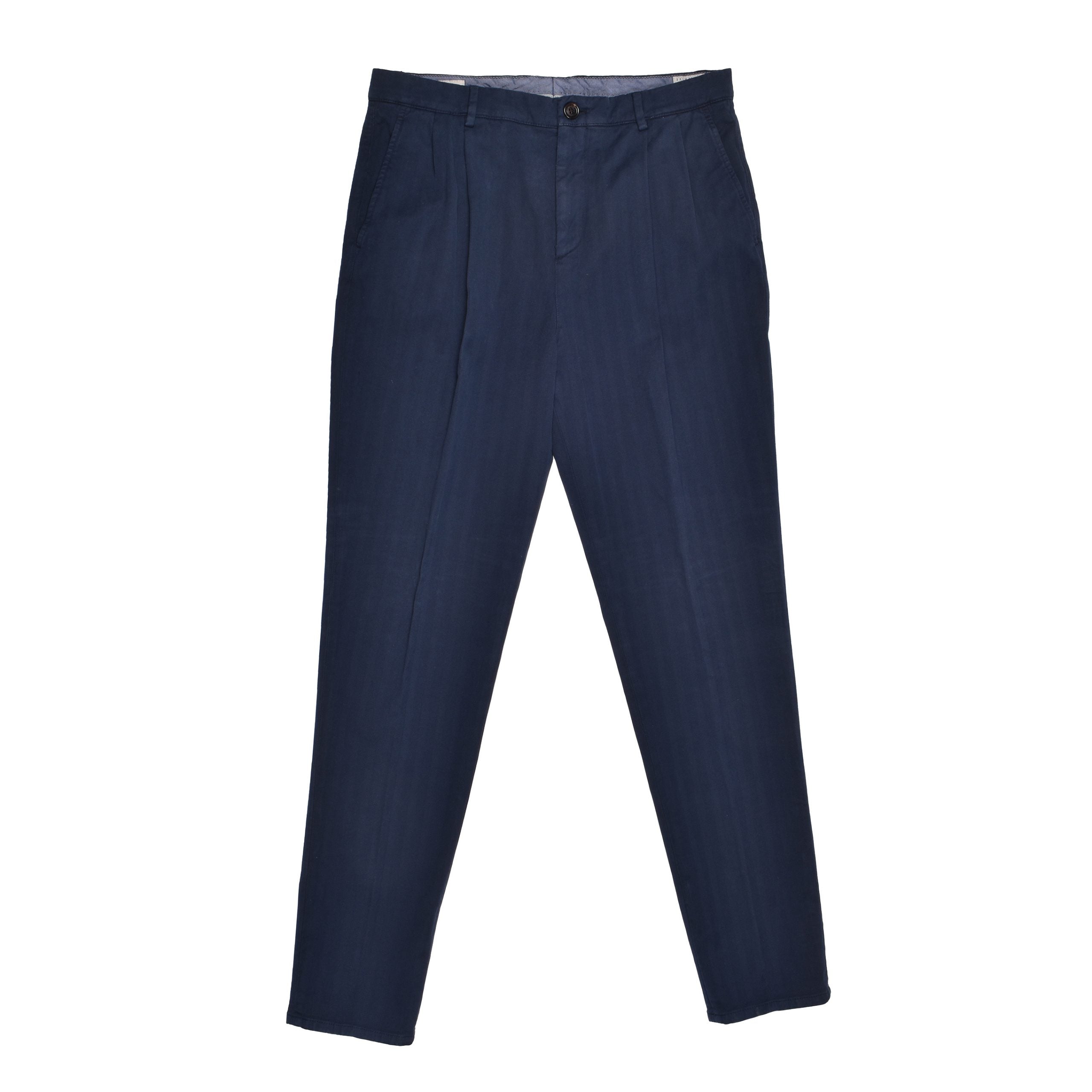 Blue Cotton Casual Pants