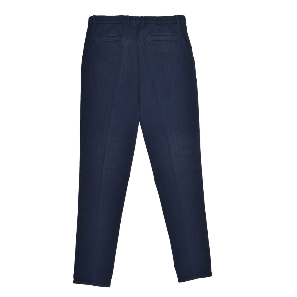 Blue Cotton Casual Pants