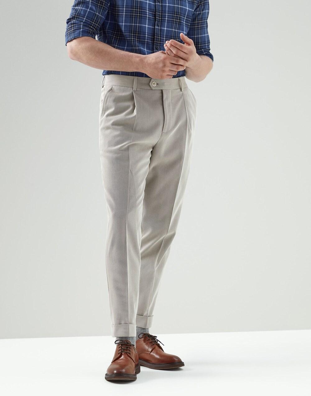 Brown Cotton Casual Pants