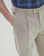 Brown Cotton Casual Pants