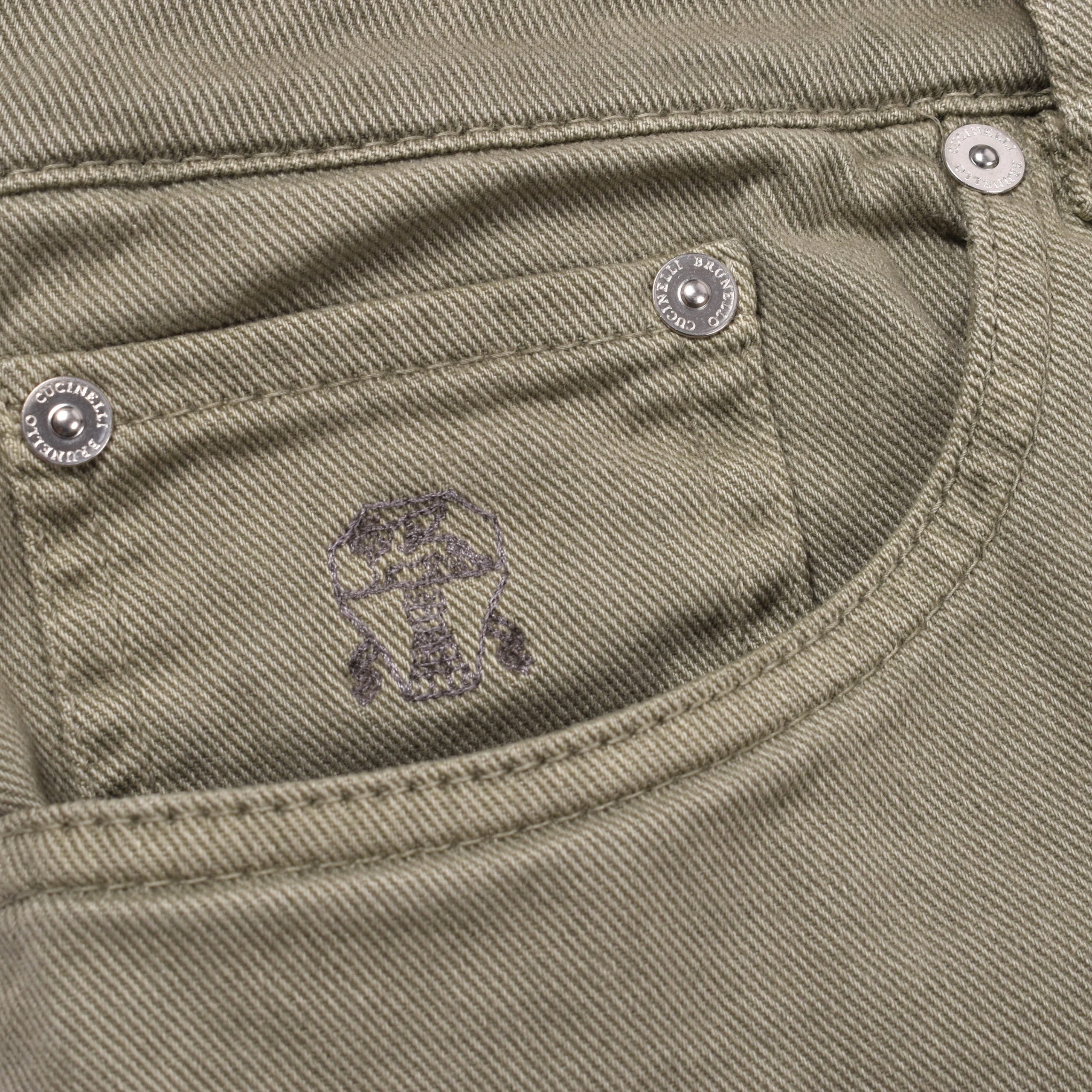 Green Cotton Straight-Leg Jeans