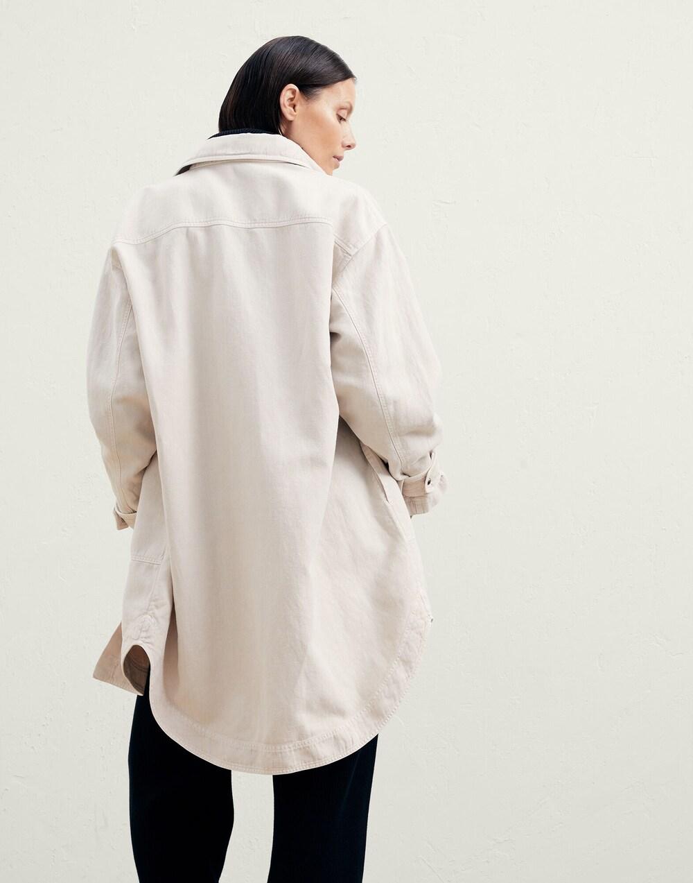 Beige Cotton Denim Jacket