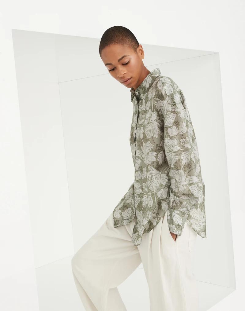 Bicolor Silk Pattern Shirt