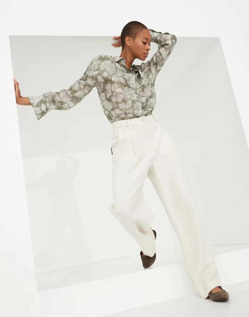 Bicolor Silk Pattern Shirt