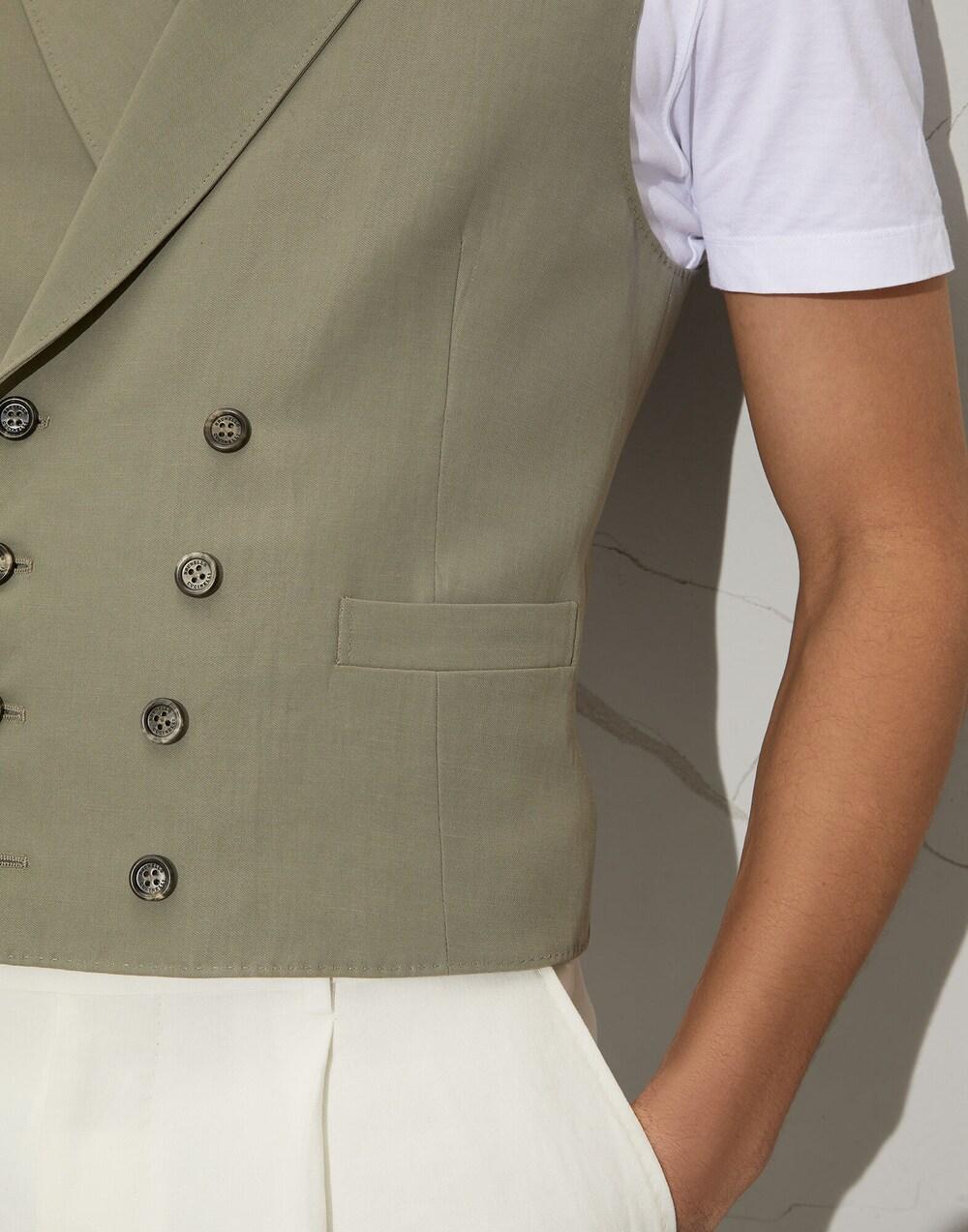 Army Linen Sleveless Jacket