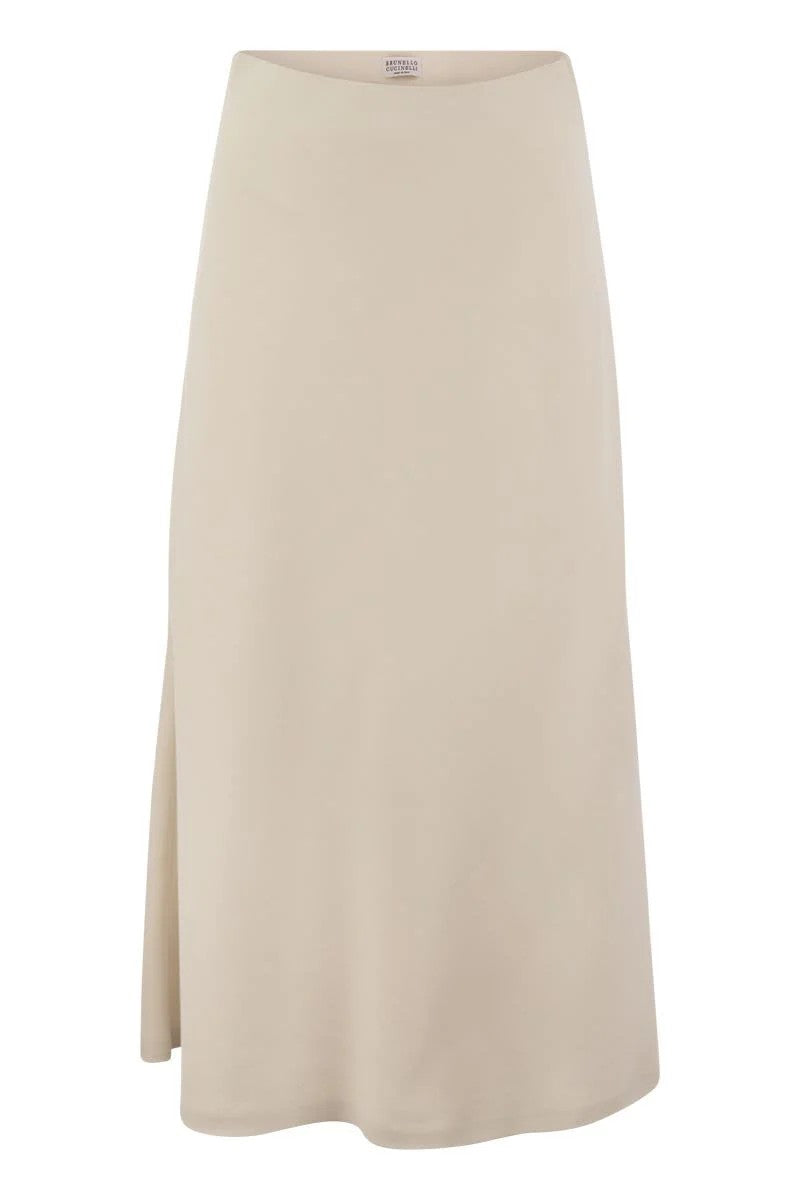 Beige Viscose Long Skirt
