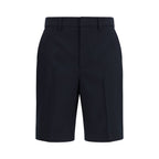 Black Cotton Bermuda Shorts