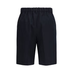 Black Cotton Bermuda Shorts