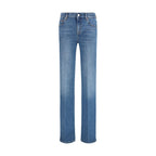 Blue Cotton Flared Jeans