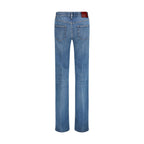 Blue Cotton Flared Jeans
