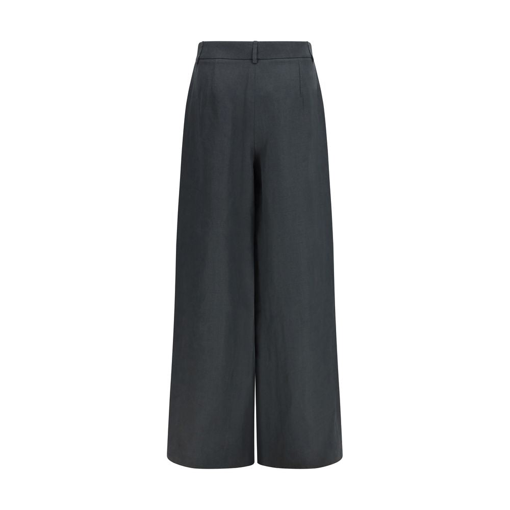 Gray Linen Casual Pants