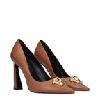 Brown Leather High Heel Pumps