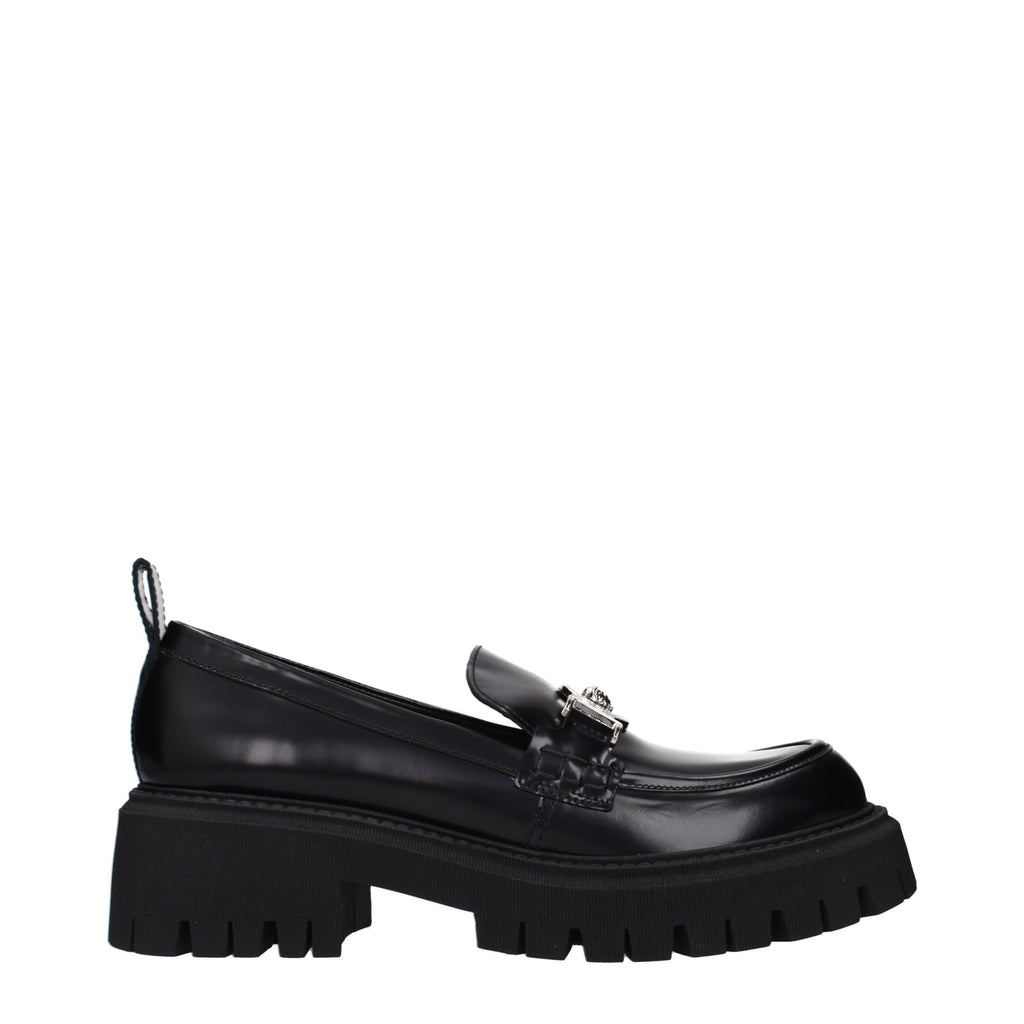 Black Leather Platform Loafers