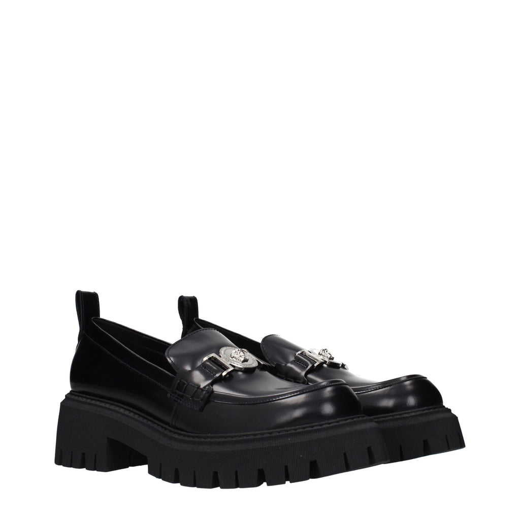 Black Leather Platform Loafers