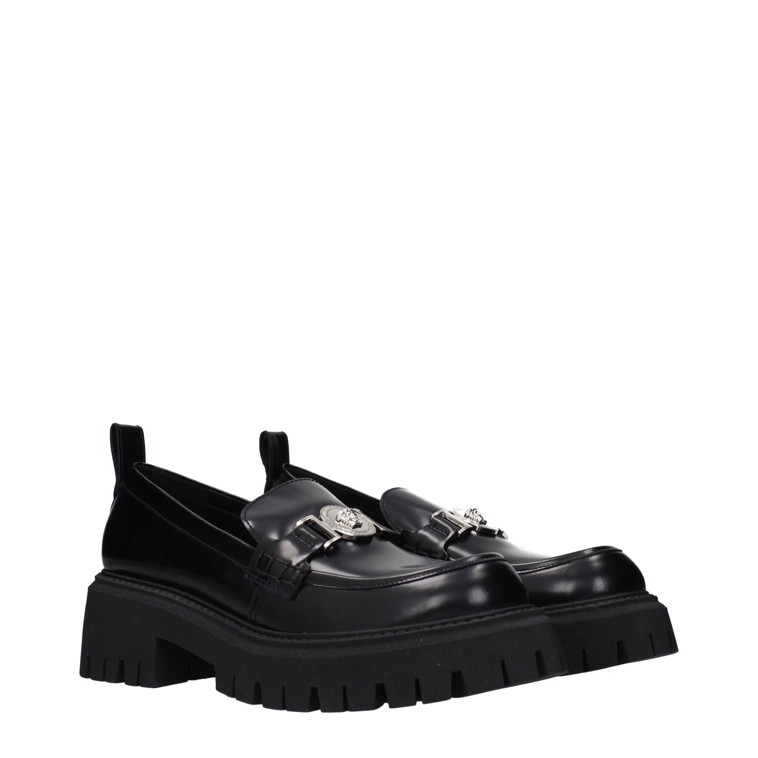 Black Leather Platform Loafers