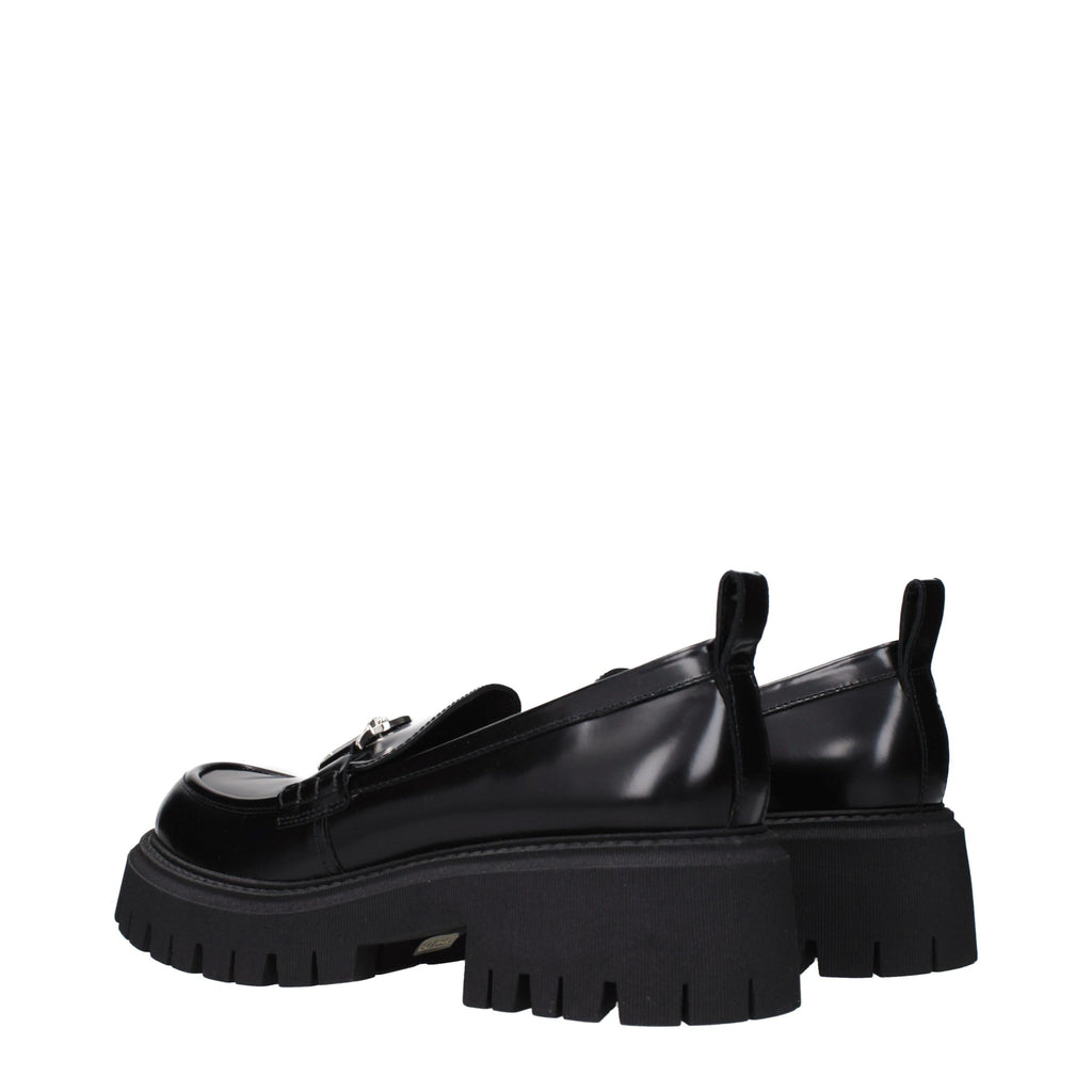 Black Leather Platform Loafers