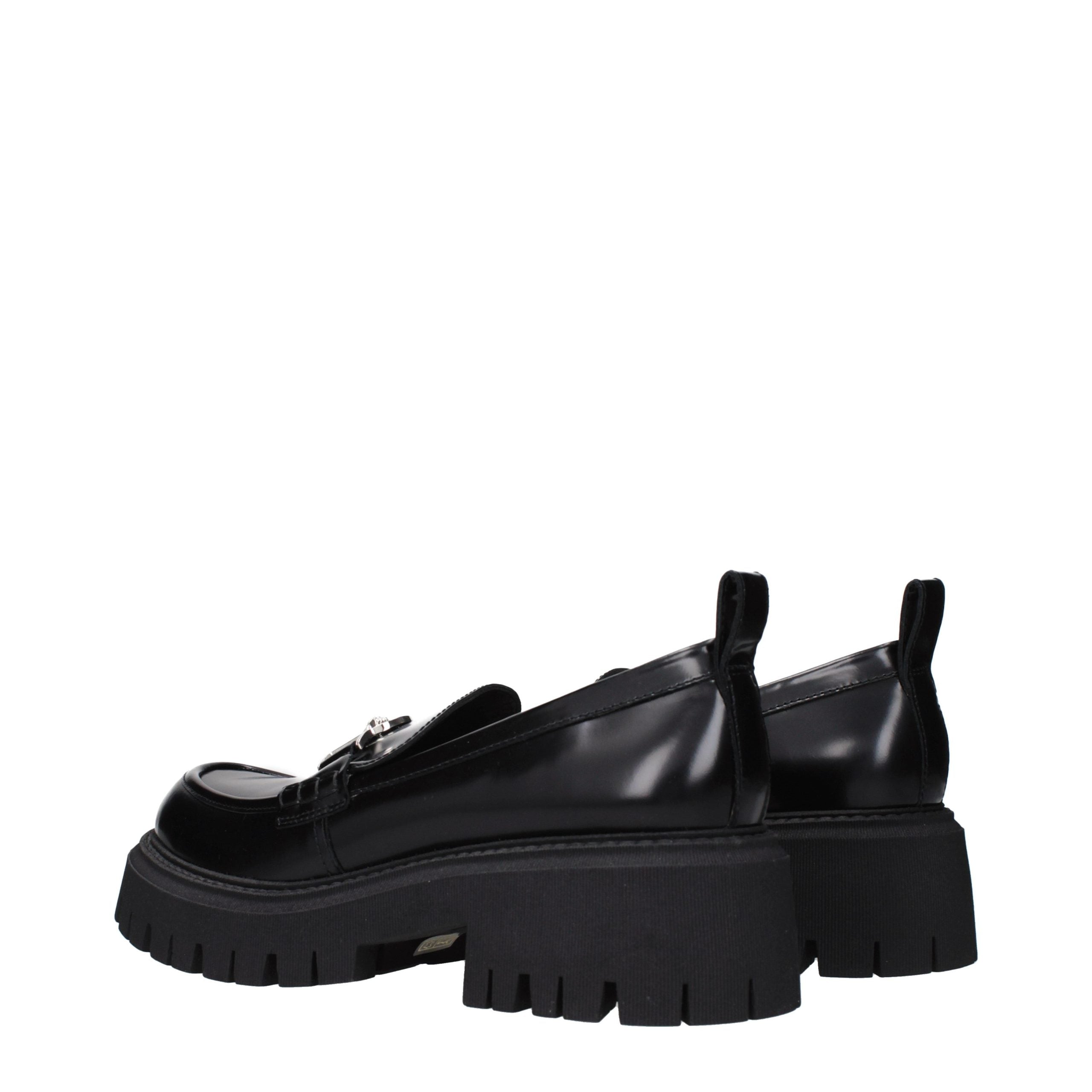Black Leather Platform Loafers