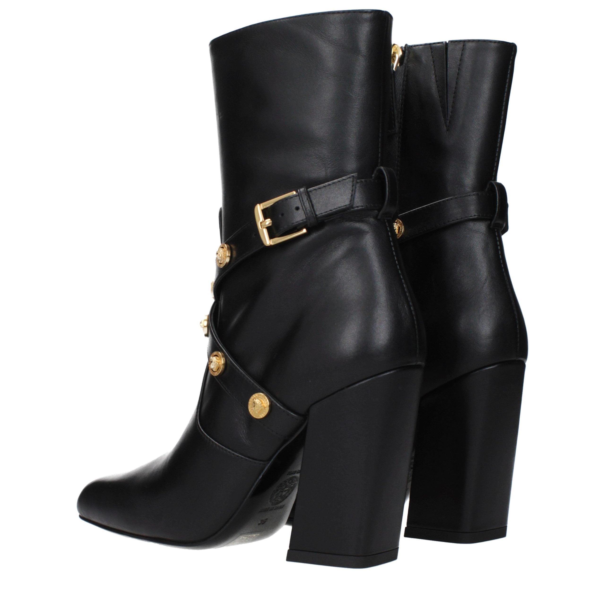 Black Leather Ankle Boots