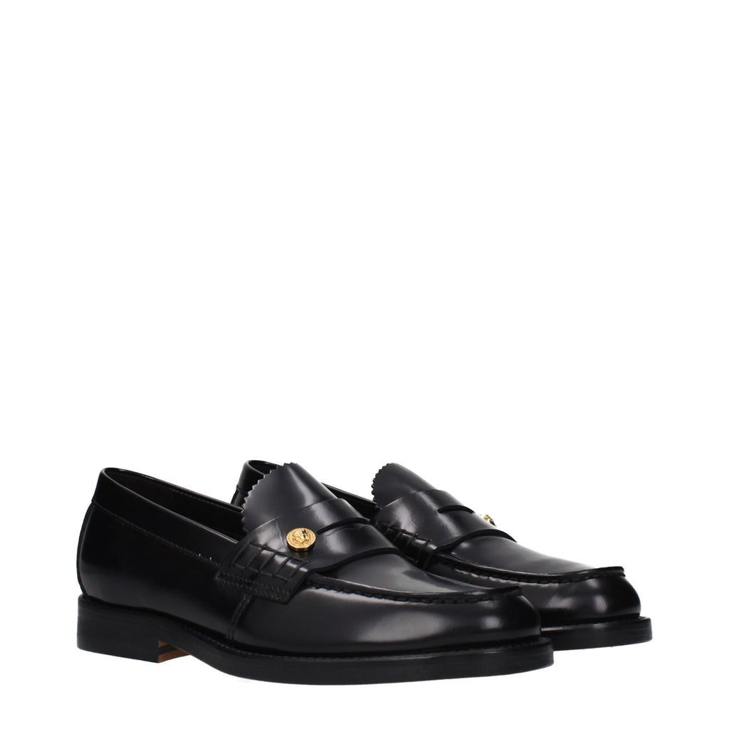 Black Leather Slip-On Loafers