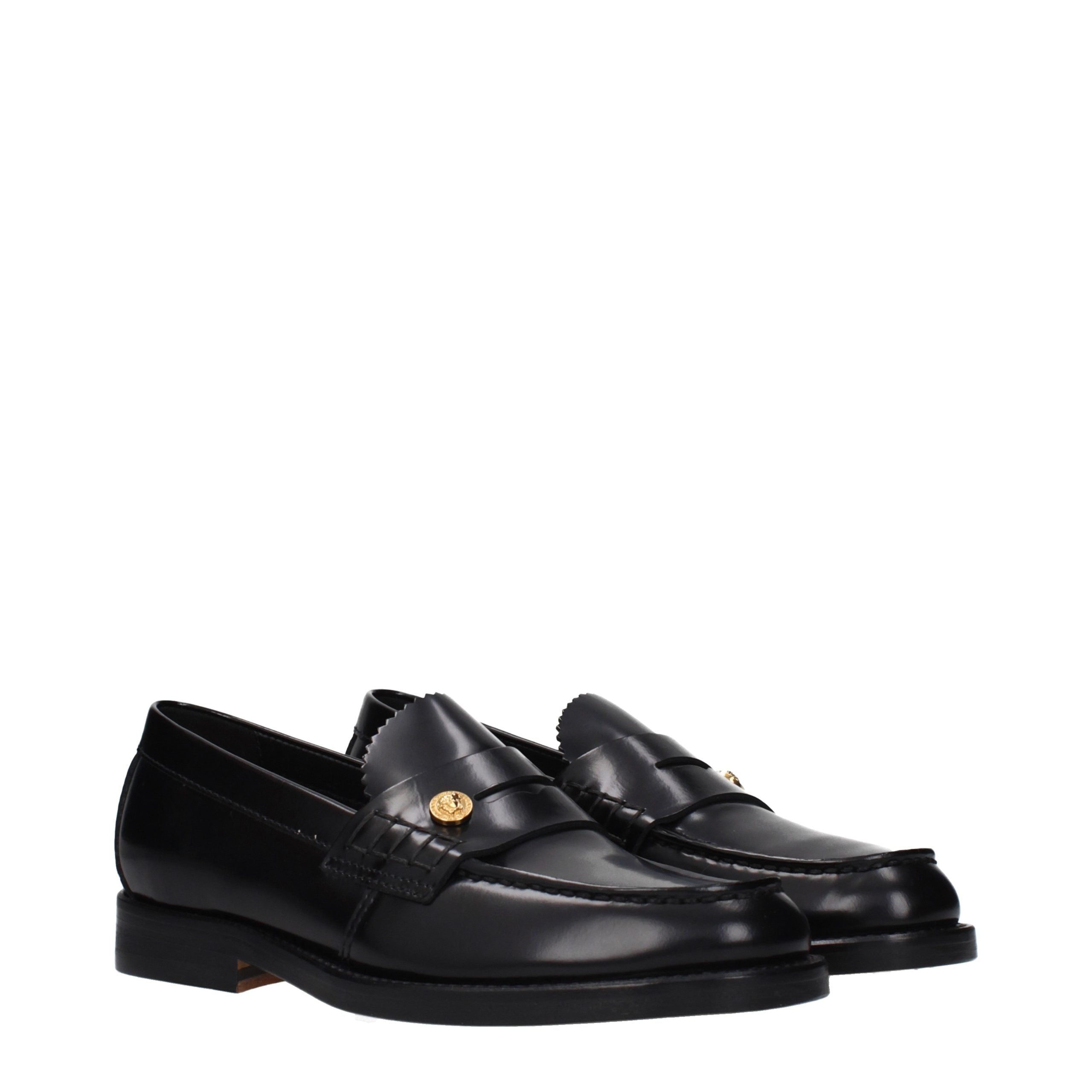 Black Leather Slip-On Loafers