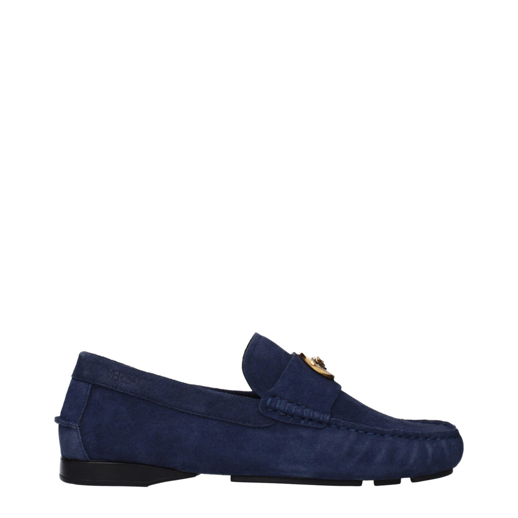 Blue Leather Slip-On Loafers