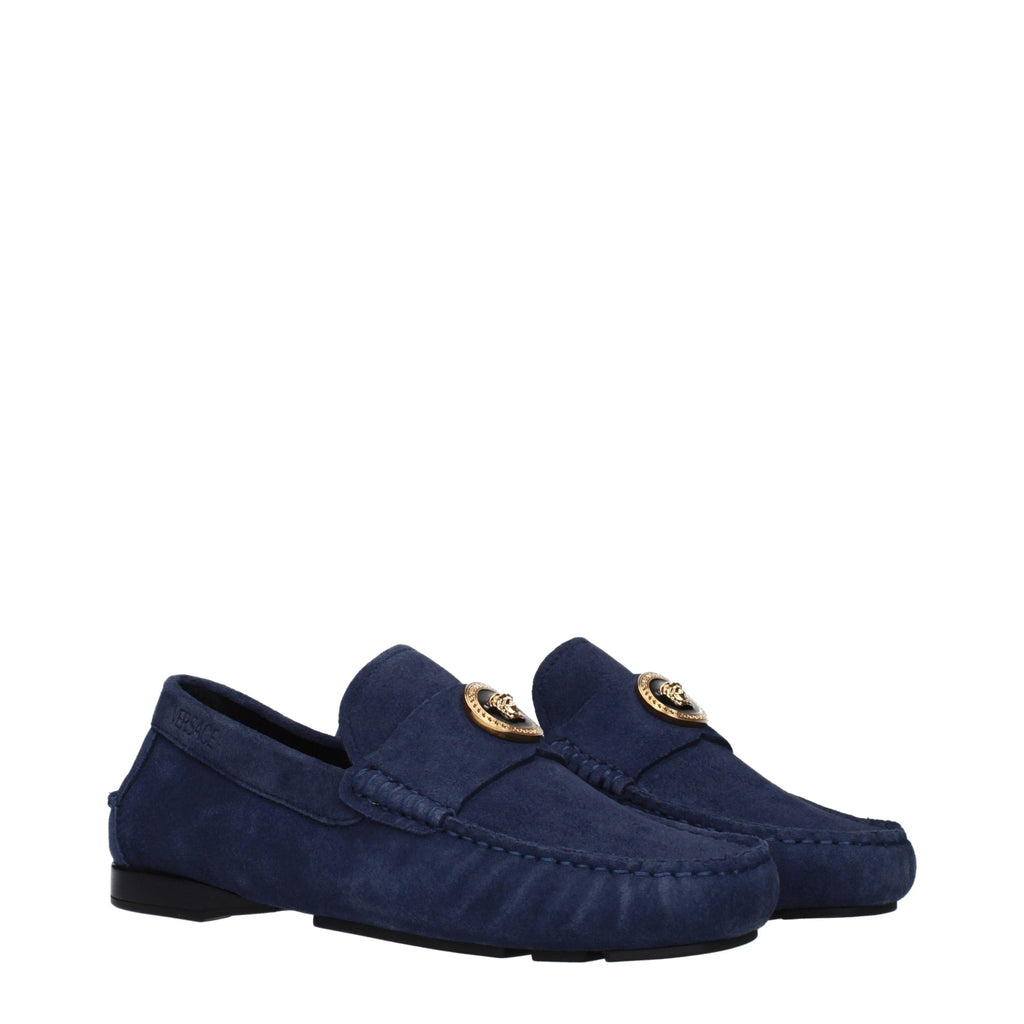 Blue Leather Slip-On Loafers