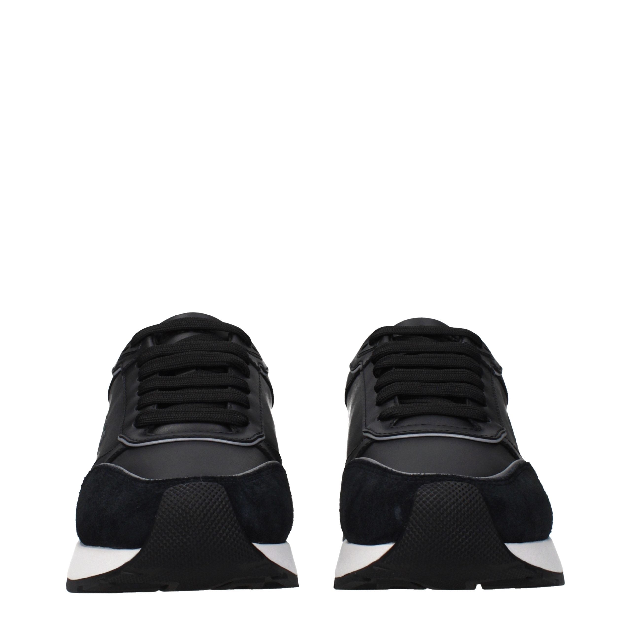 Black Leather Low Top Sneakers
