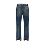Blue Cotton Straight-Leg Jeans