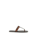Brown Calf Leather Bos Taurus Flip-Flop Sandals