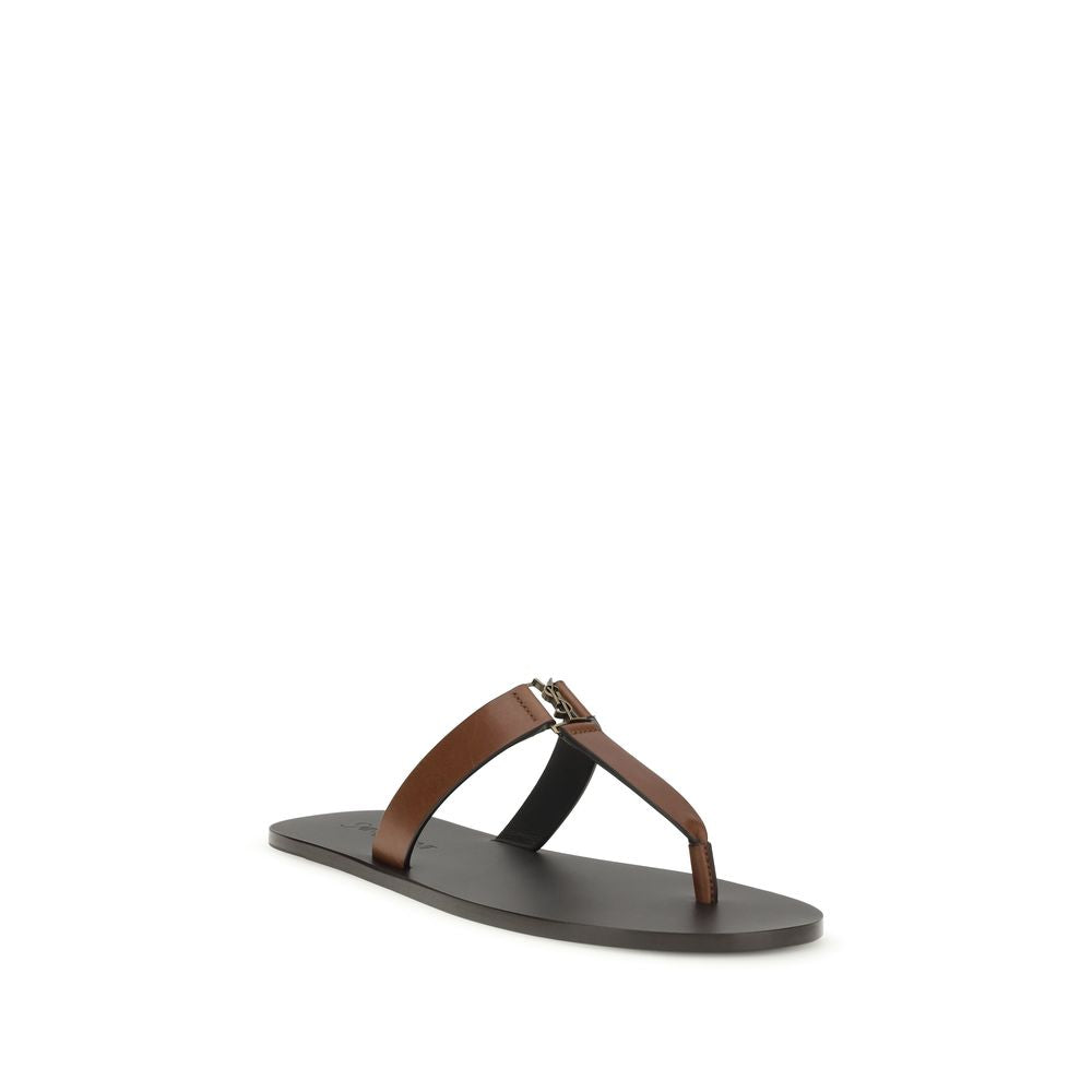 Brown Calf Leather Bos Taurus Flip-Flop Sandals