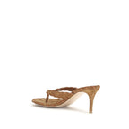 Beige Calf Leather Bos Taurus Stiletto Heel Sandals
