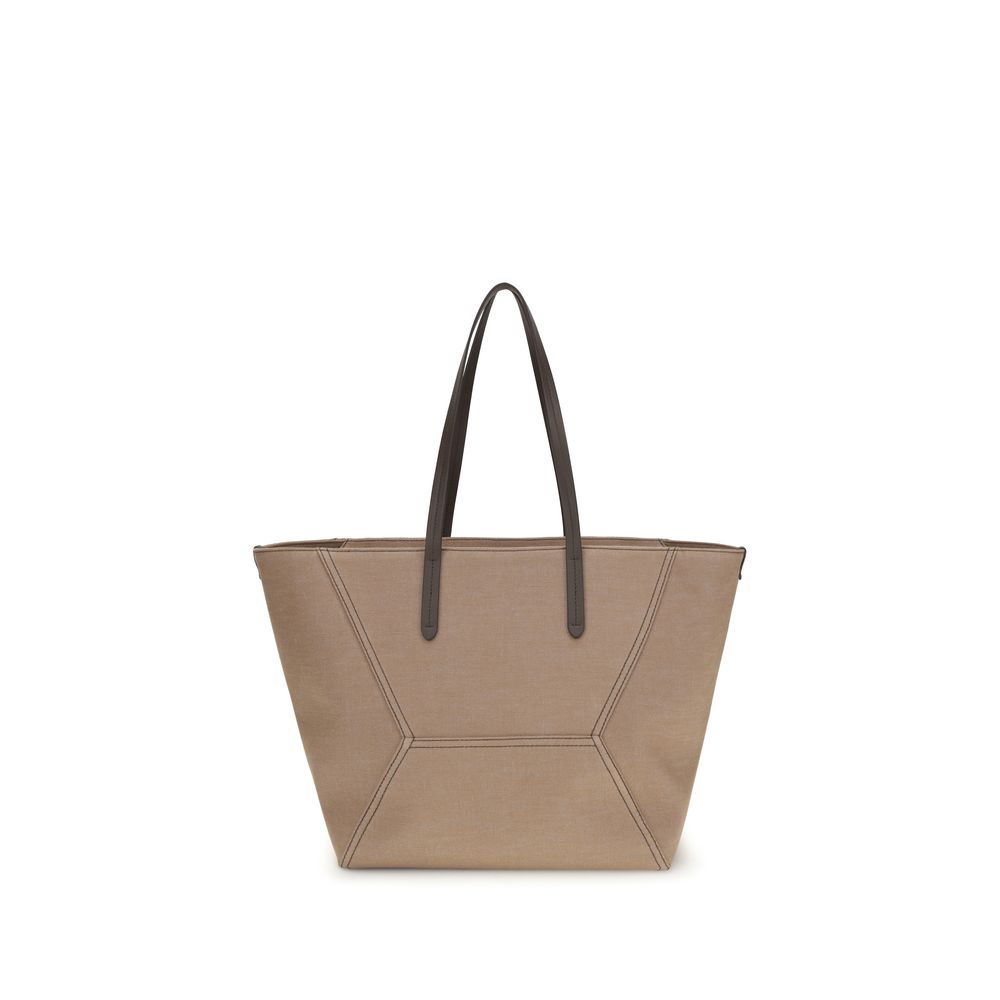 Beige Cotton Shoulder Bag