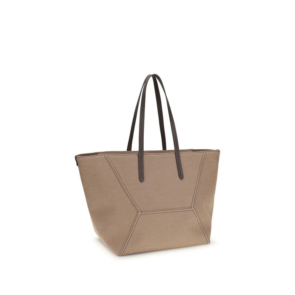 Beige Cotton Shoulder Bag