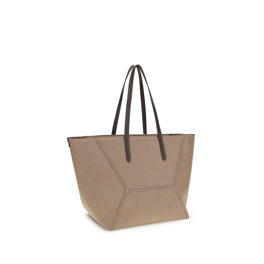Beige Cotton Shoulder Bag