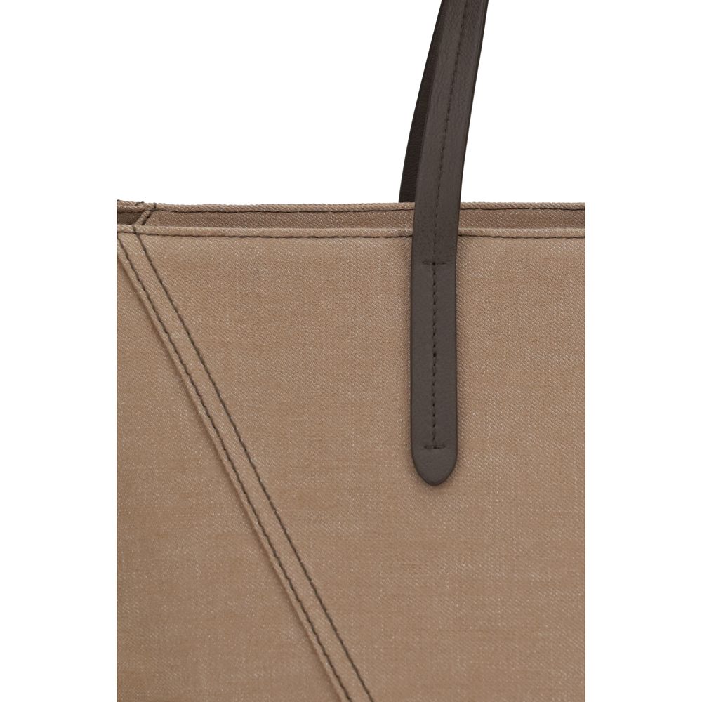 Beige Cotton Shoulder Bag