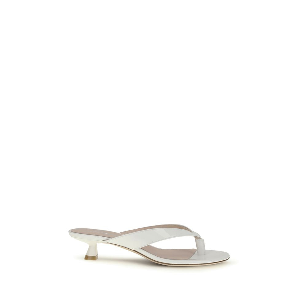 White Calf Leather Bos Taurus Flat Sandals