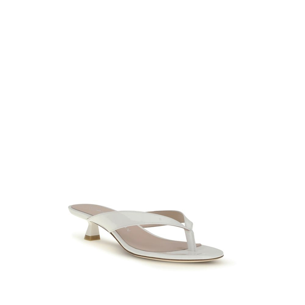 White Calf Leather Bos Taurus Flat Sandals