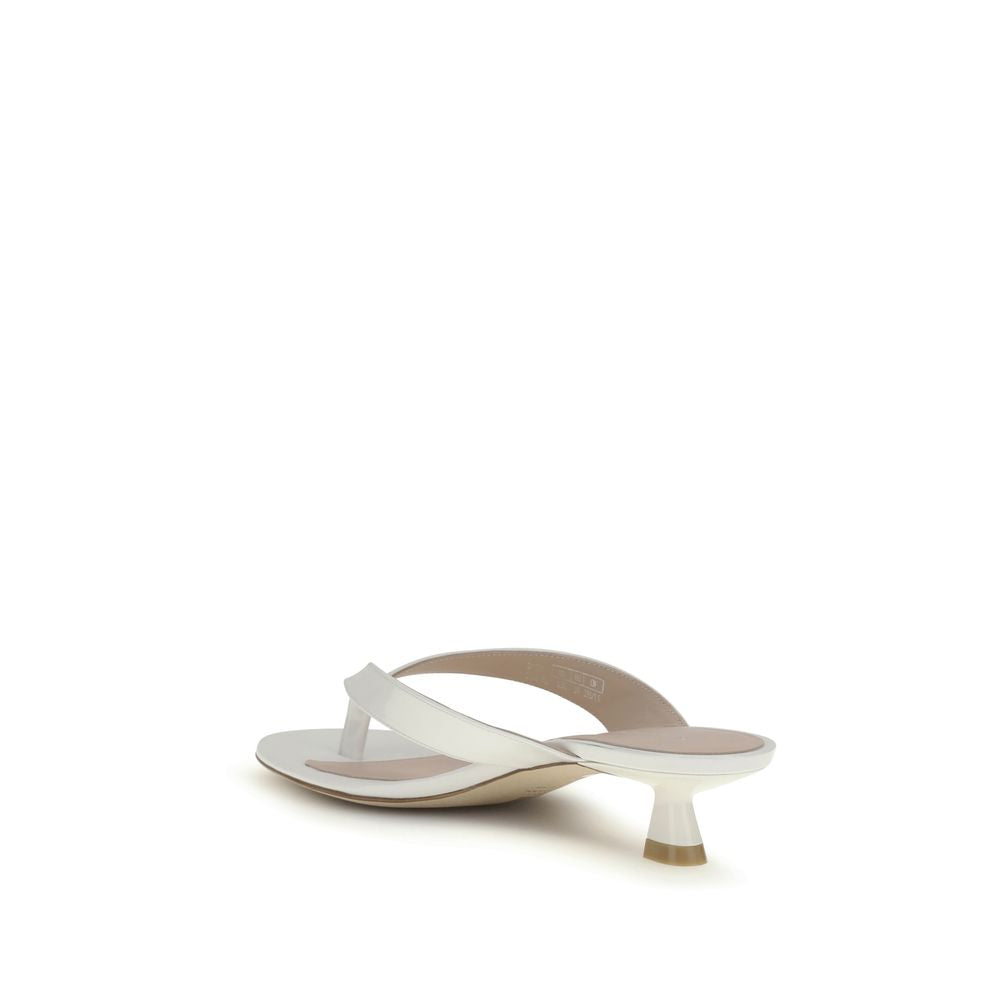 White Calf Leather Bos Taurus Flat Sandals