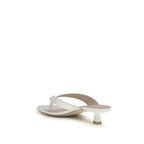 White Calf Leather Bos Taurus Flat Sandals