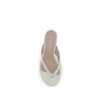 White Calf Leather Bos Taurus Flat Sandals