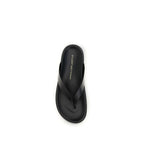 Black Calf Leather Bos Taurus Flip-Flop Sandals