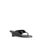 Black Calf Leather Bos Taurus Wedge Sandals