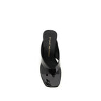 Black Calf Leather Bos Taurus Wedge Sandals