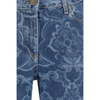 Blue Cotton Flared Jeans