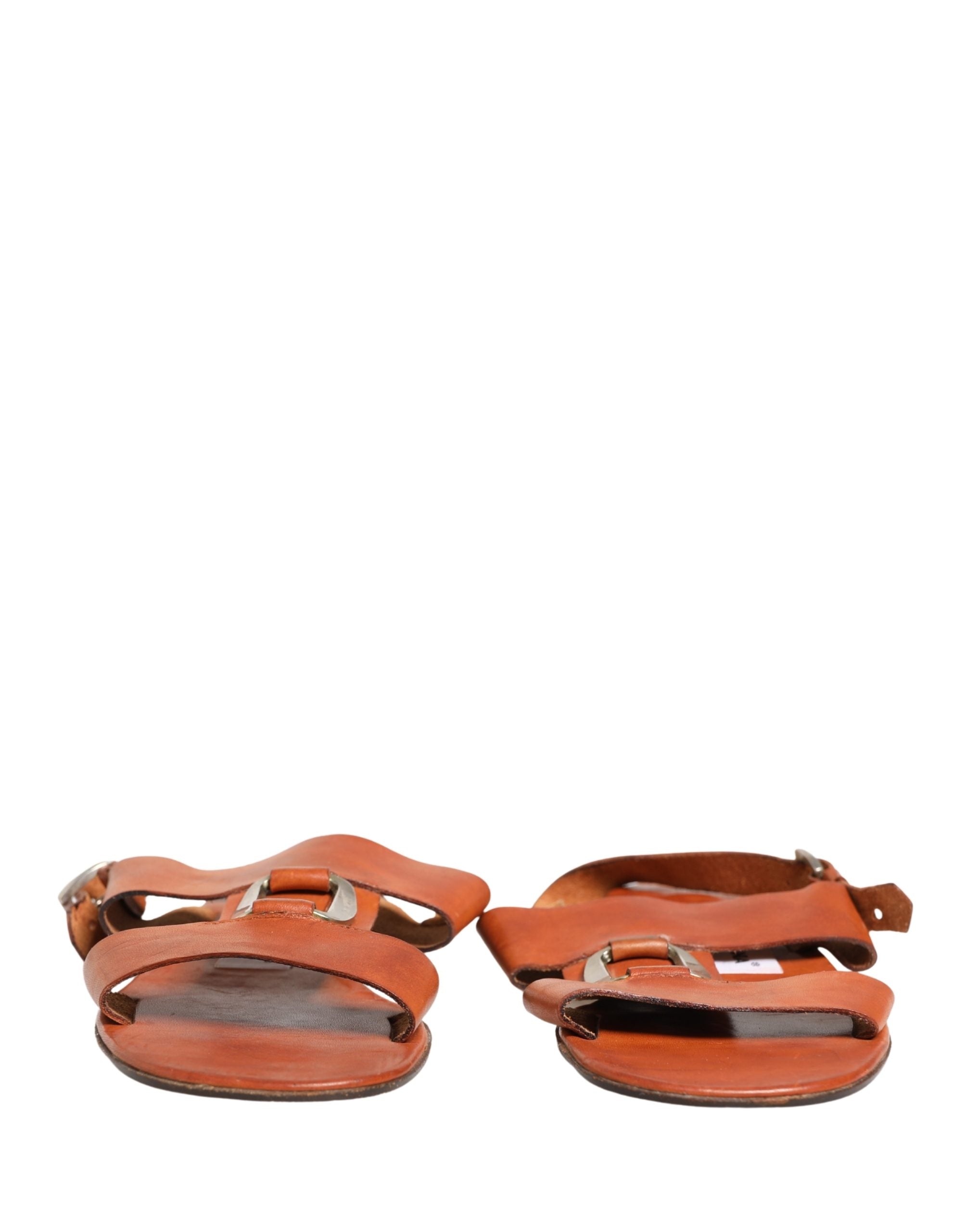 Brown Leather Flat Sandals Shoes