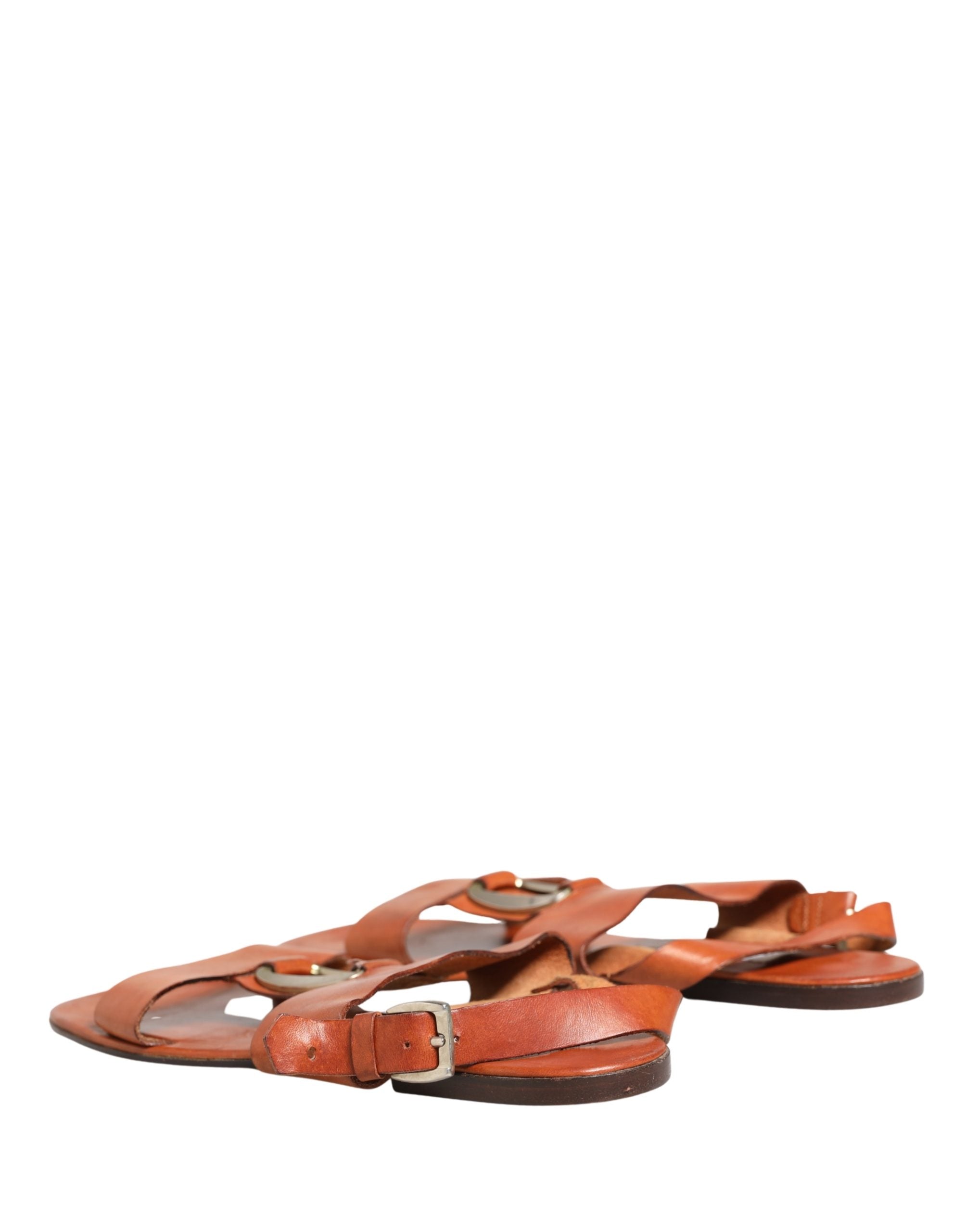 Brown Leather Flat Sandals Shoes