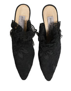 Black Lace Heels Sandals Shoes