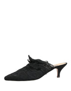 Black Lace Heels Sandals Shoes